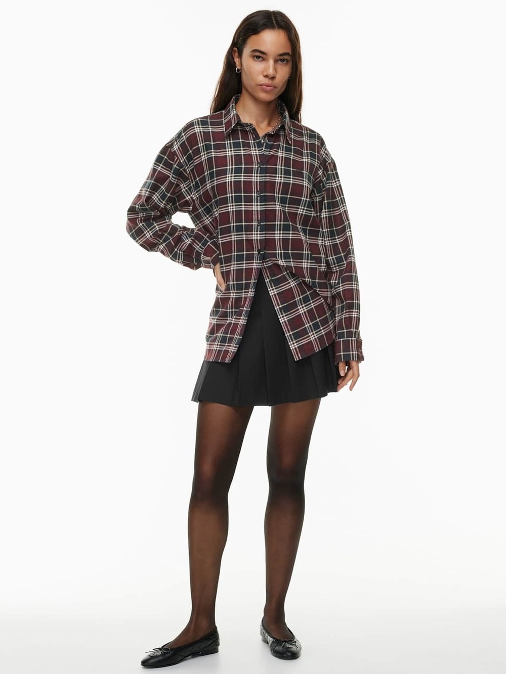 Sunday Best Future Shirt- Plaid maroon and white- Size small